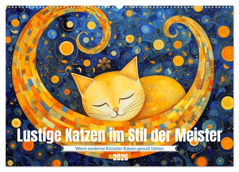 Lustige Katzen im Stil der Meister (Wandkalender 2026 DIN A2 quer) CALVENDO Monatskalender