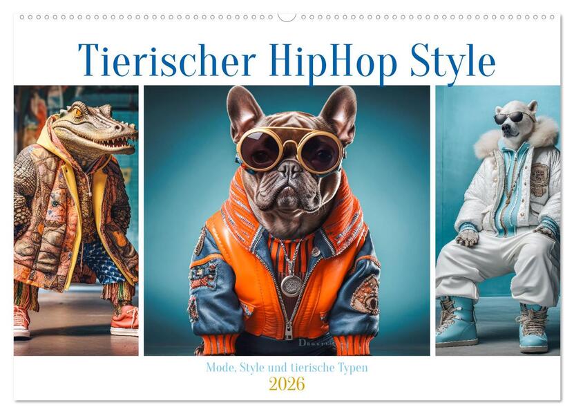 Tierischer HipHop Style (Wandkalender 2026 DIN A2 quer) CALVENDO Monatskalender