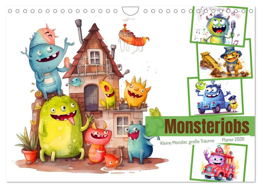 Monsterjobs - Kleine Monster große Träume (Wandkalender 2026 DIN A4 quer) CALVENDO Monatskalender