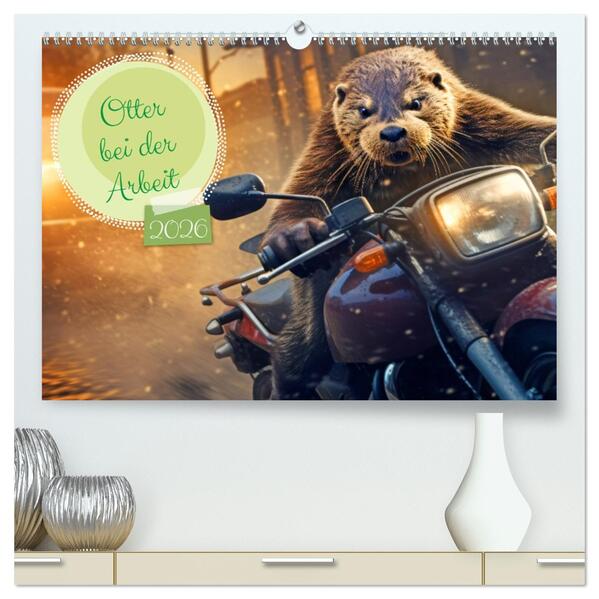 Otter bei der Arbeit (hochwertiger Premium Wandkalender 2026 DIN A2 quer) Kunstdruck in Hochglanz