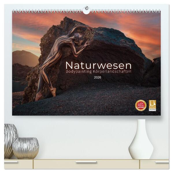 Naturwesen - Bodypainting Körperlandschaften (hochwertiger Premium Wandkalender 2026 DIN A2 quer) Kunstdruck in Hochglanz