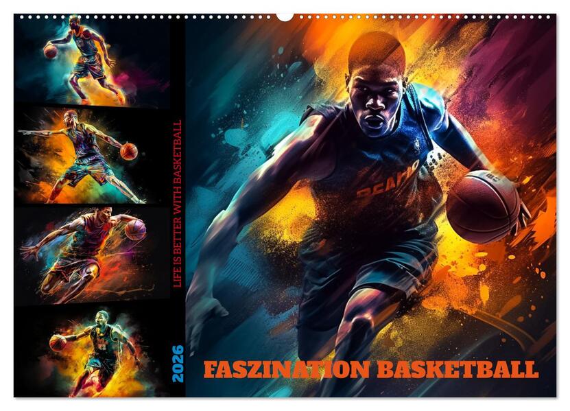 Faszination Basketball (Wandkalender 2026 DIN A2 quer) CALVENDO Monatskalender