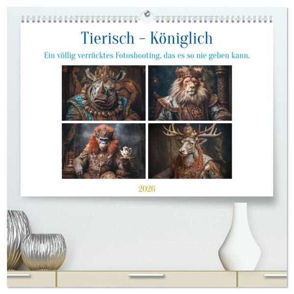 Tierisch - Königlich (hochwertiger Premium Wandkalender 2026 DIN A2 quer) Kunstdruck in Hochglanz