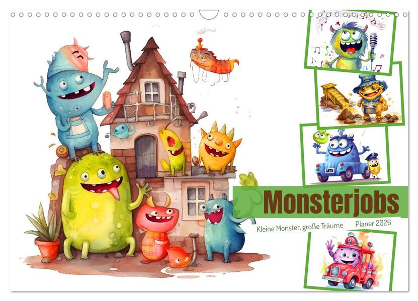 Monsterjobs - Kleine Monster große Träume (Wandkalender 2026 DIN A3 quer) CALVENDO Monatskalender