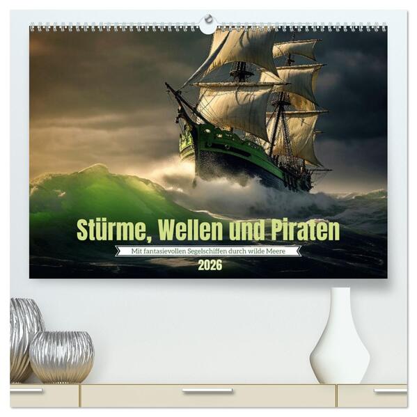Stürme Wellen und Piraten (hochwertiger Premium Wandkalender 2026 DIN A2 quer) Kunstdruck in Hochglanz