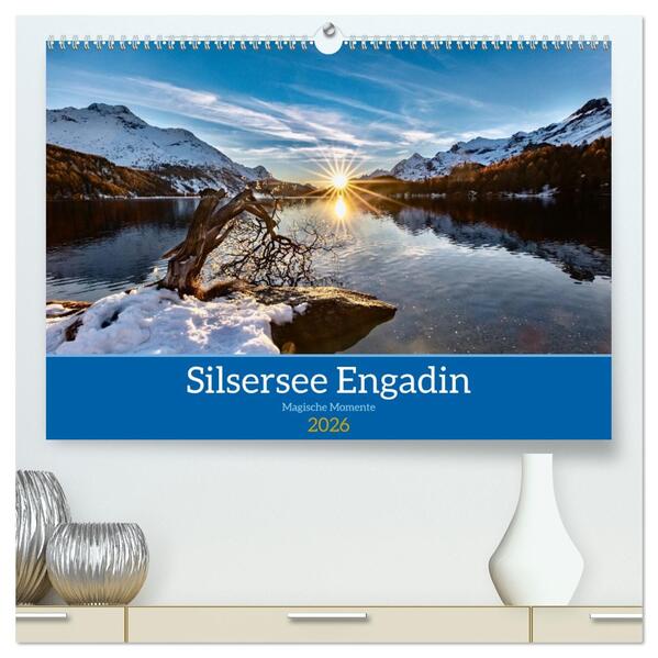 Silsersee Engadin (hochwertiger Premium Wandkalender 2026 DIN A2 quer) Kunstdruck in Hochglanz