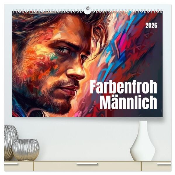 Farbenfroh Männlich (hochwertiger Premium Wandkalender 2026 DIN A2 quer) Kunstdruck in Hochglanz