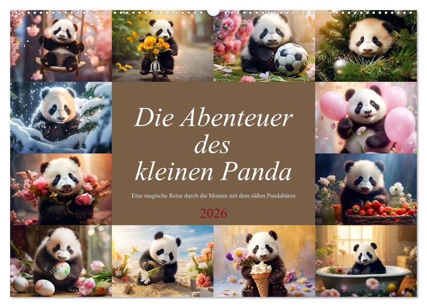 Die Abenteuer des kleinen Panda (Wandkalender 2026 DIN A2 quer) CALVENDO Monatskalender