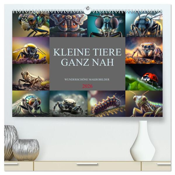 Kleine Tiere ganz nah (hochwertiger Premium Wandkalender 2026 DIN A2 quer) Kunstdruck in Hochglanz