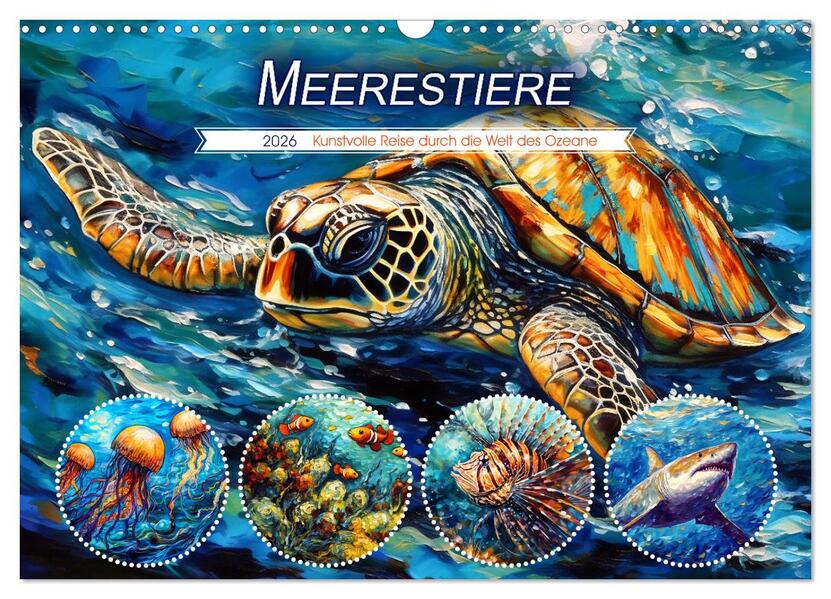 Meerestiere - Kunstvolle Reise durch die Welt der Ozeane (Wandkalender 2026 DIN A3 quer) CALVENDO Monatskalender