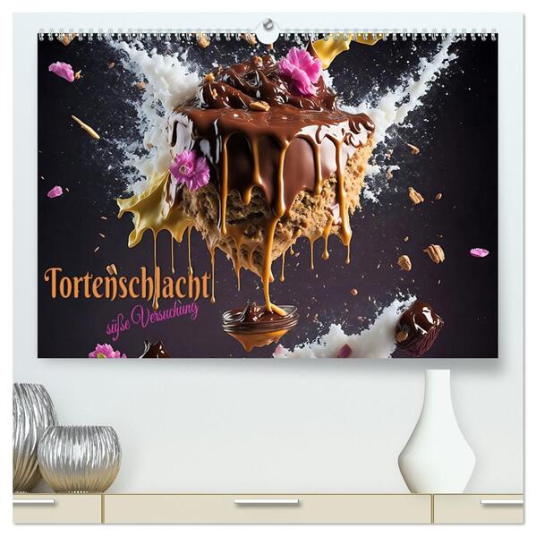 Tortenschlacht - süße Versuchung (hochwertiger Premium Wandkalender 2026 DIN A2 quer) Kunstdruck in Hochglanz