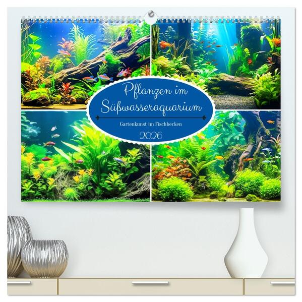 Pflanzen im Süßwasseraquarium. Gartenkunst im Fischbecken (hochwertiger Premium Wandkalender 2026 DIN A2 quer) Kunstdruck in Hochglanz