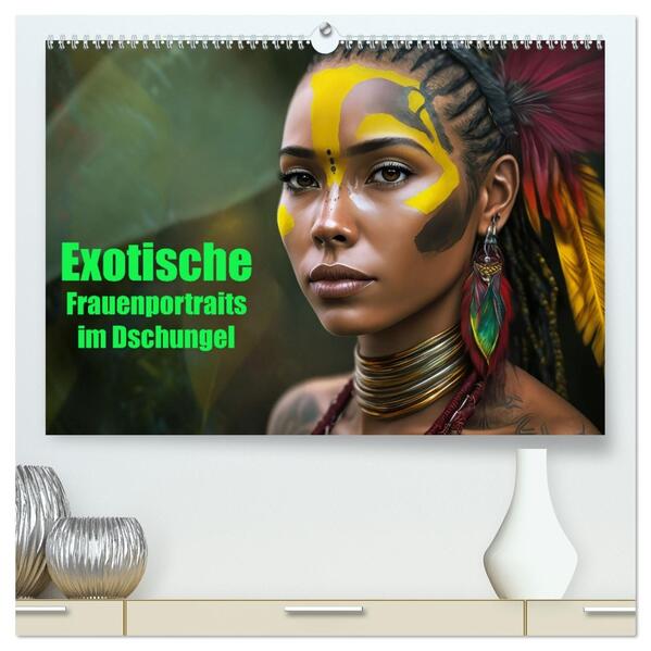 Exotische Frauenportraits im Dschungel (hochwertiger Premium Wandkalender 2026 DIN A2 quer) Kunstdruck in Hochglanz