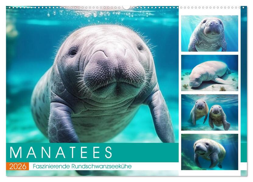 Manatees. Faszinierende Rundschwanzseekühe (Wandkalender 2026 DIN A2 quer) CALVENDO Monatskalender