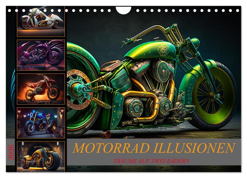 Motorrad illusionen (Wandkalender 2026 DIN A4 quer) CALVENDO Monatskalender