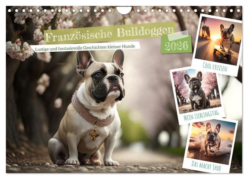 Französische Bulldoggen (Wandkalender 2026 DIN A4 quer) CALVENDO Monatskalender
