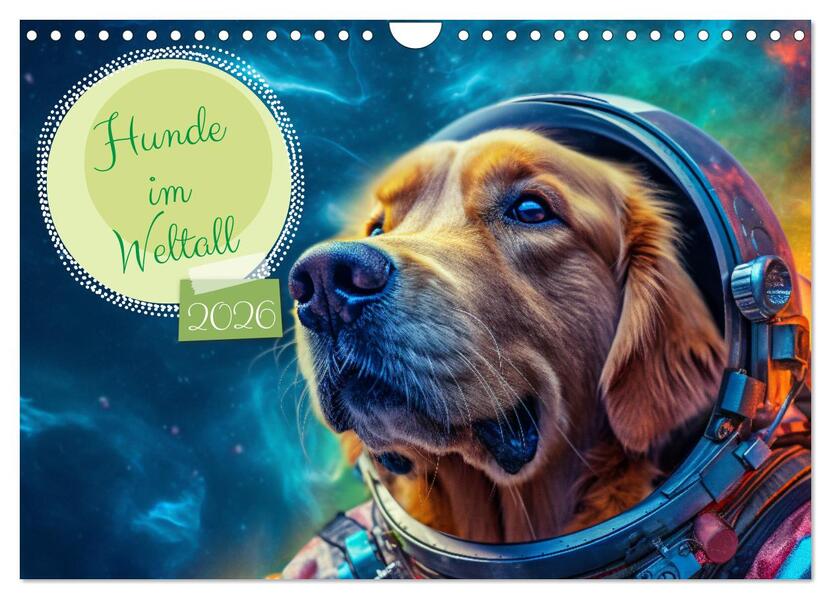 Hunde im Weltall (Wandkalender 2026 DIN A4 quer) CALVENDO Monatskalender
