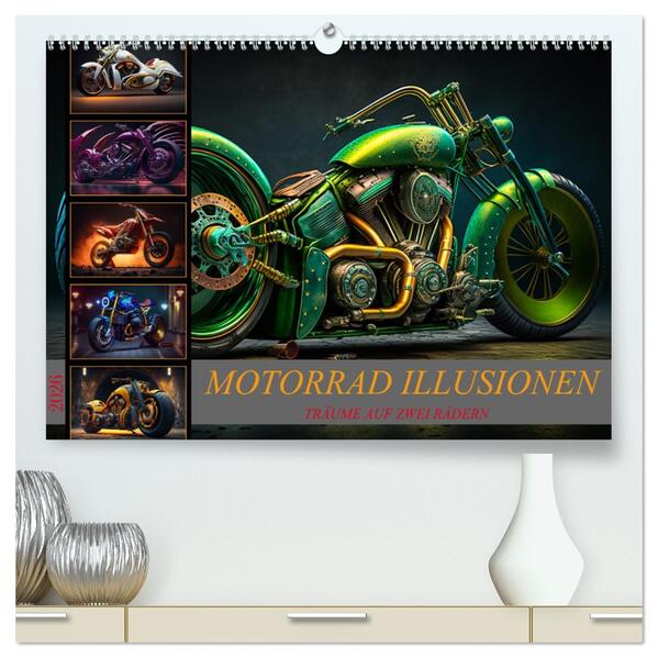 Motorrad illusionen (hochwertiger Premium Wandkalender 2026 DIN A2 quer) Kunstdruck in Hochglanz