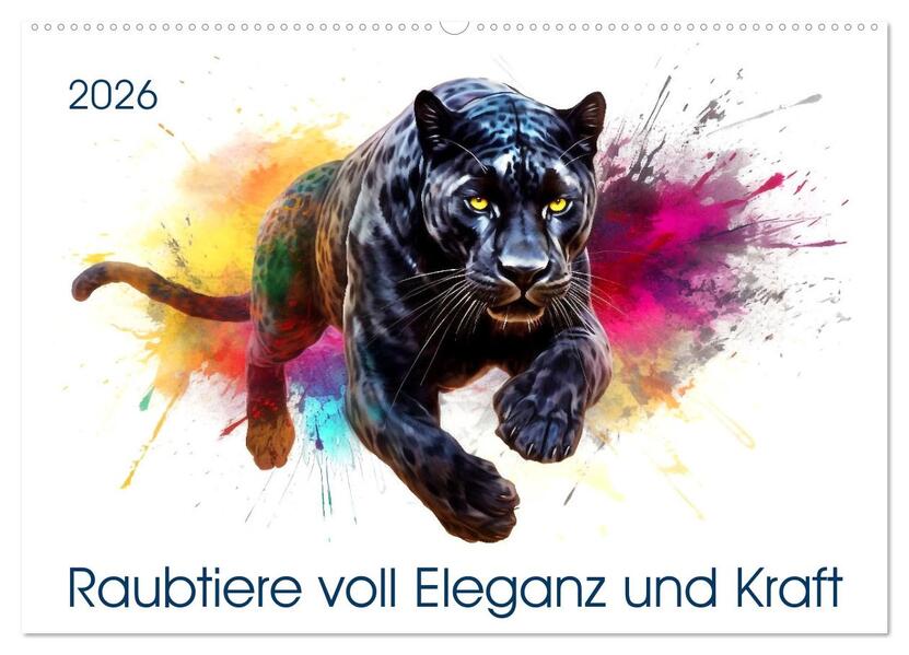 Raubtiere voll Eleganz und Kraft (Wandkalender 2026 DIN A2 quer) CALVENDO Monatskalender