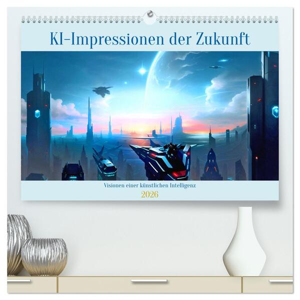 KI-Impressionen der Zukunft (hochwertiger Premium Wandkalender 2026 DIN A2 quer) Kunstdruck in Hochglanz