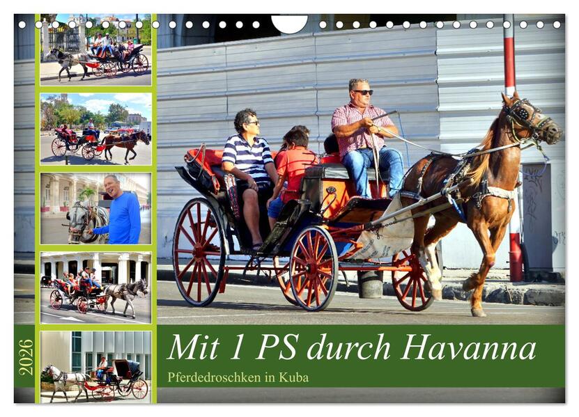 Mit 1 PS durch Havanna - Pferdedroschken in Kuba (Wandkalender 2026 DIN A4 quer) CALVENDO Monatskalender
