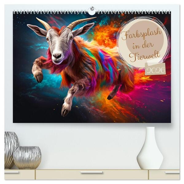 Farbsplash in der Tierwelt (hochwertiger Premium Wandkalender 2026 DIN A2 quer) Kunstdruck in Hochglanz