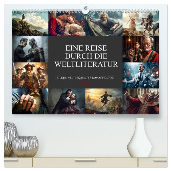 Eine Reise durch die Weltliteratur (hochwertiger Premium Wandkalender 2026 DIN A2 quer) Kunstdruck in Hochglanz