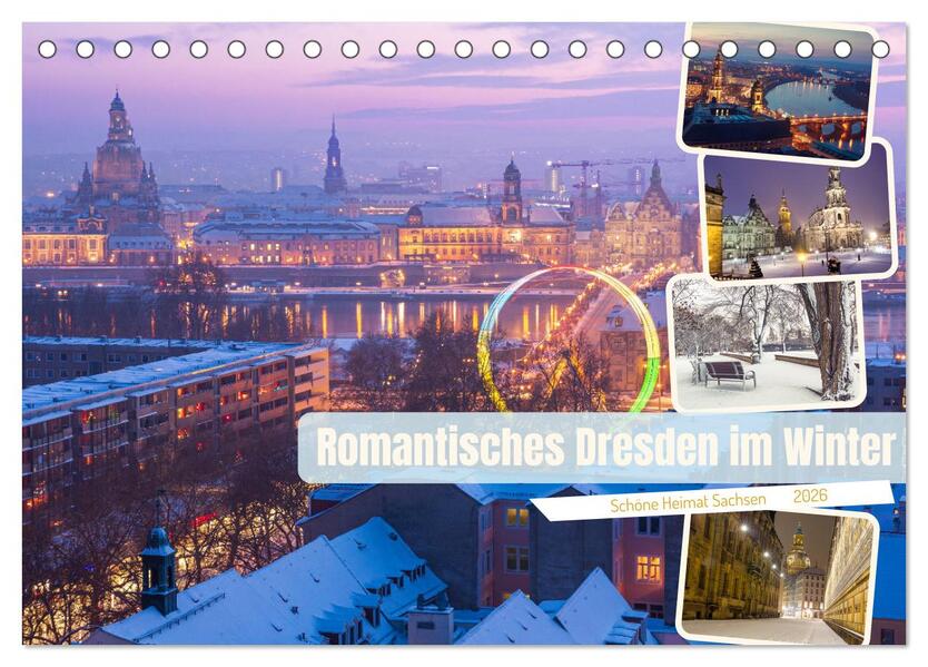 Romantisches Dresden im Winter (Tischkalender 2026 DIN A5 quer) CALVENDO Monatskalender