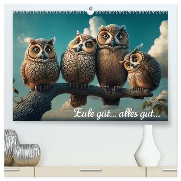 Eule gut... alles gut! (hochwertiger Premium Wandkalender 2026 DIN A2 quer) Kunstdruck in Hochglanz