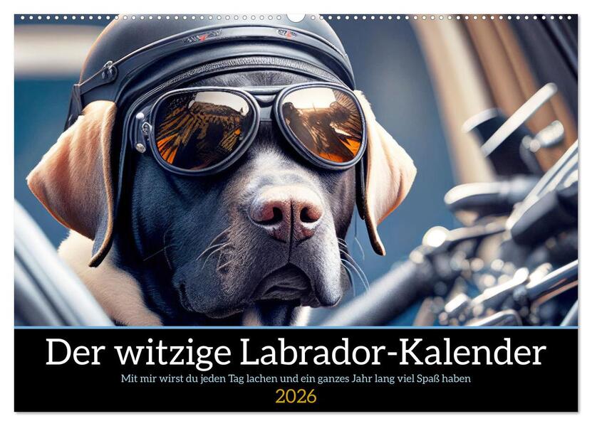 Der witzige Labrador-Kalender (Wandkalender 2026 DIN A2 quer) CALVENDO Monatskalender