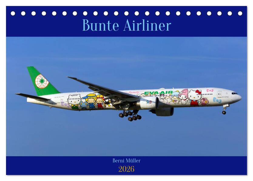Bunte Airliner (Tischkalender 2026 DIN A5 quer) CALVENDO Monatskalender