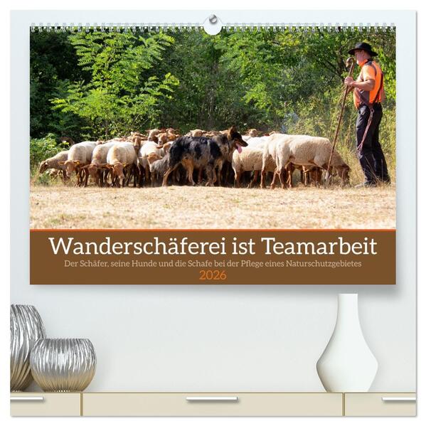 Wanderschäferei ist Teamarbeit (hochwertiger Premium Wandkalender 2026 DIN A2 quer) Kunstdruck in Hochglanz
