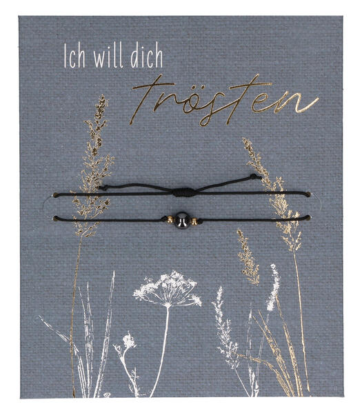 Butzon & Bercker Textil-Armband mit Hämatit-Edelsteinperle - mit stufenlosem Schiebeverschluss für individuelle Größenverstellung liebevolles Trost-Geschenk