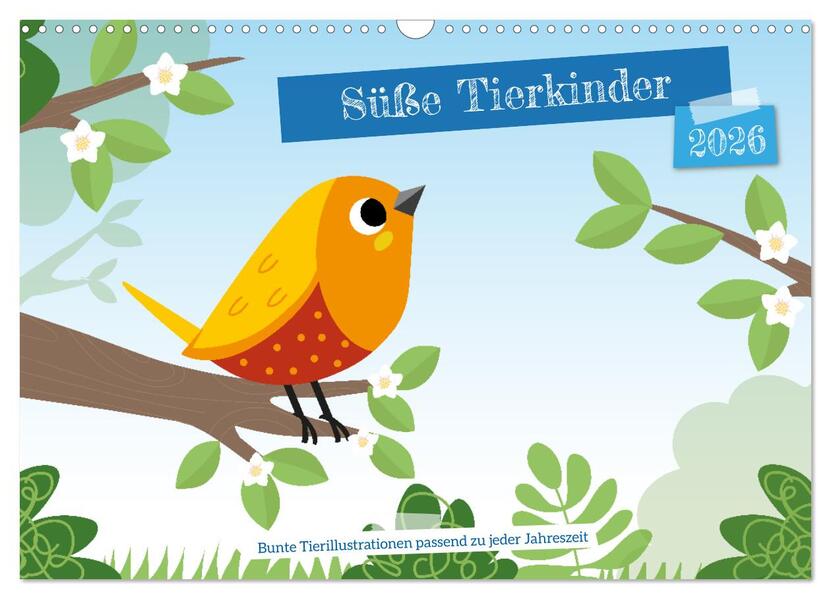Süße Tierkinder (Wandkalender 2026 DIN A3 quer) CALVENDO Monatskalender