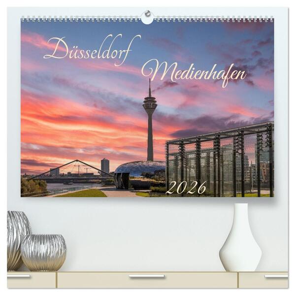Düsseldorf Medienhafen (hochwertiger Premium Wandkalender 2026 DIN A2 quer) Kunstdruck in Hochglanz