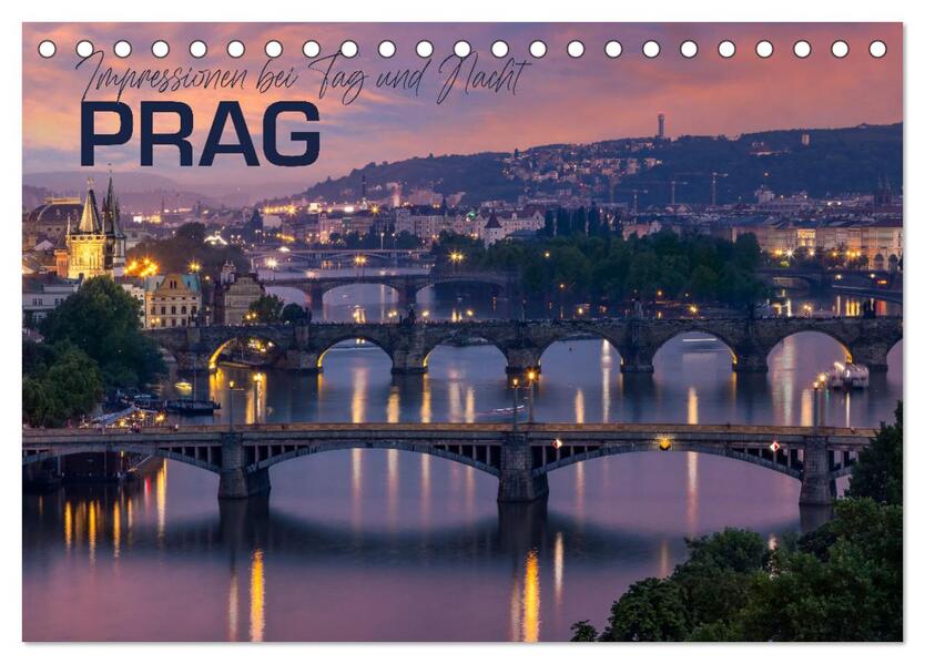 PRAG Impressionen bei Tag und Nacht (Tischkalender 2026 DIN A5 quer) CALVENDO Monatskalender