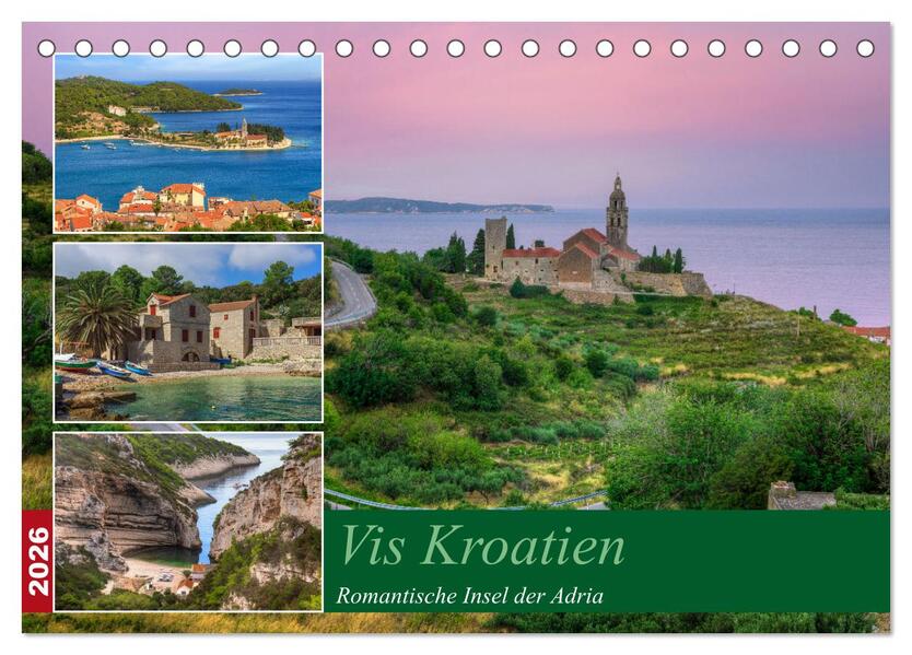 Vis Kroatien - Romantische Insel der Adria (Tischkalender 2026 DIN A5 quer) CALVENDO Monatskalender