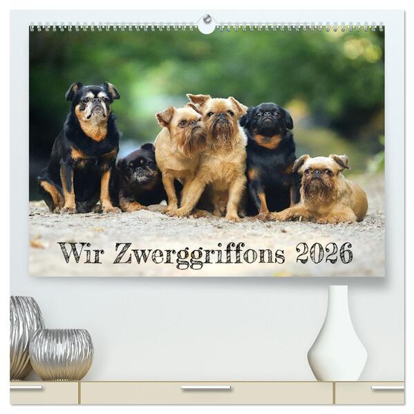 Wir Zwerggriffons 2026 (hochwertiger Premium Wandkalender 2026 DIN A2 quer) Kunstdruck in Hochglanz