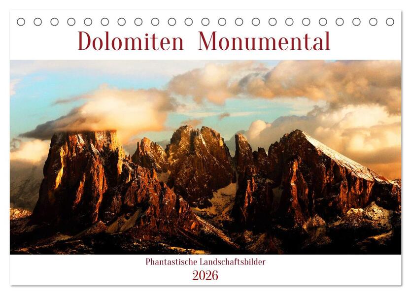 Dolomiten Monumental (Tischkalender 2026 DIN A5 quer) CALVENDO Monatskalender