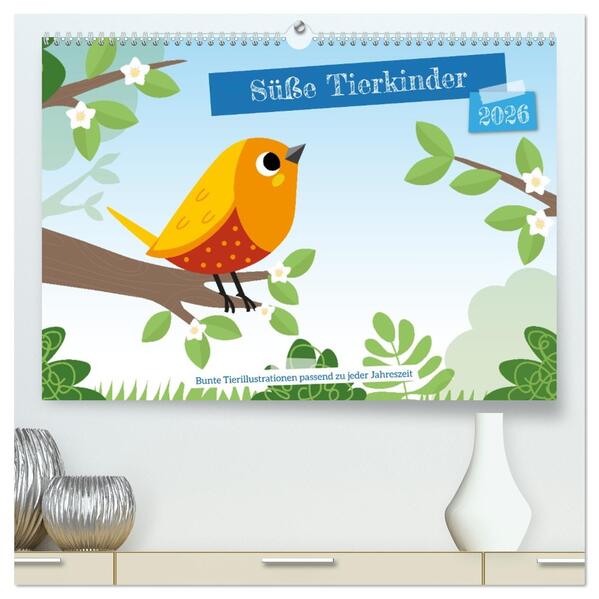 Süße Tierkinder (hochwertiger Premium Wandkalender 2026 DIN A2 quer) Kunstdruck in Hochglanz