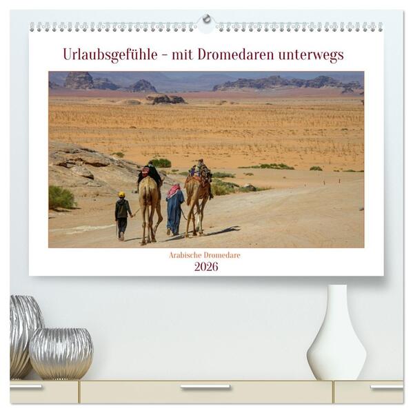 Urlaubsgefühle - mit Dromedaren unterwegs (hochwertiger Premium Wandkalender 2026 DIN A2 quer) Kunstdruck in Hochglanz