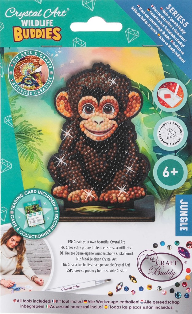 Craft Buddy CAFGR-31GEN042 - Crystal Art Wildlife Buddies Jungle Chimp Schimpanse Serie 5 Diamond Painting