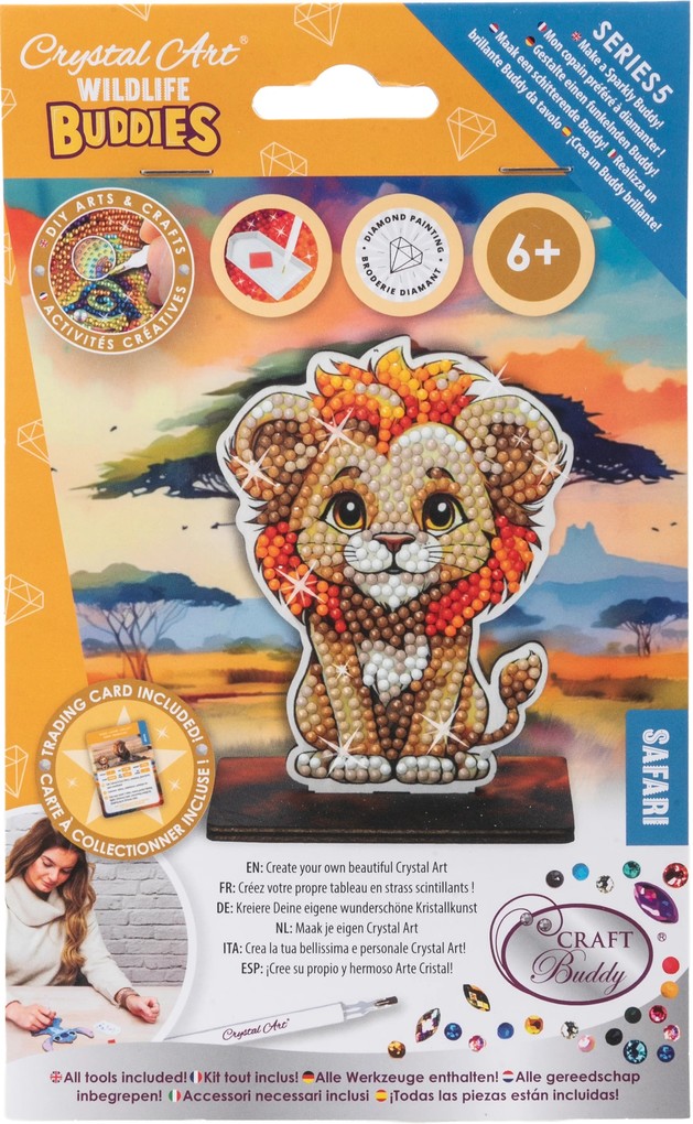 Craft Buddy CAFGR-31GEN040 - Crystal Art Wildlife Buddies Safari Lion Serie 5 Diamond Painting