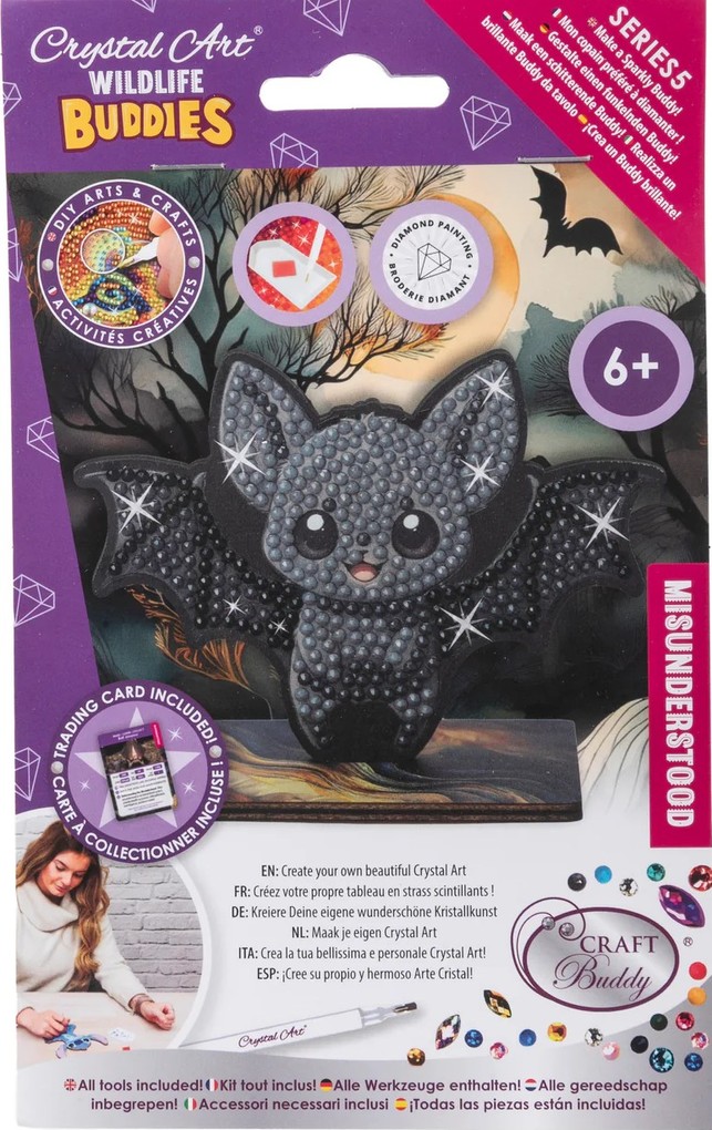 Craft Buddy CAFGR-31GEN051 - Crystal Art Wildlife Buddies Misunderstood Bat Fledermaus Serie 5 Diamond Painting