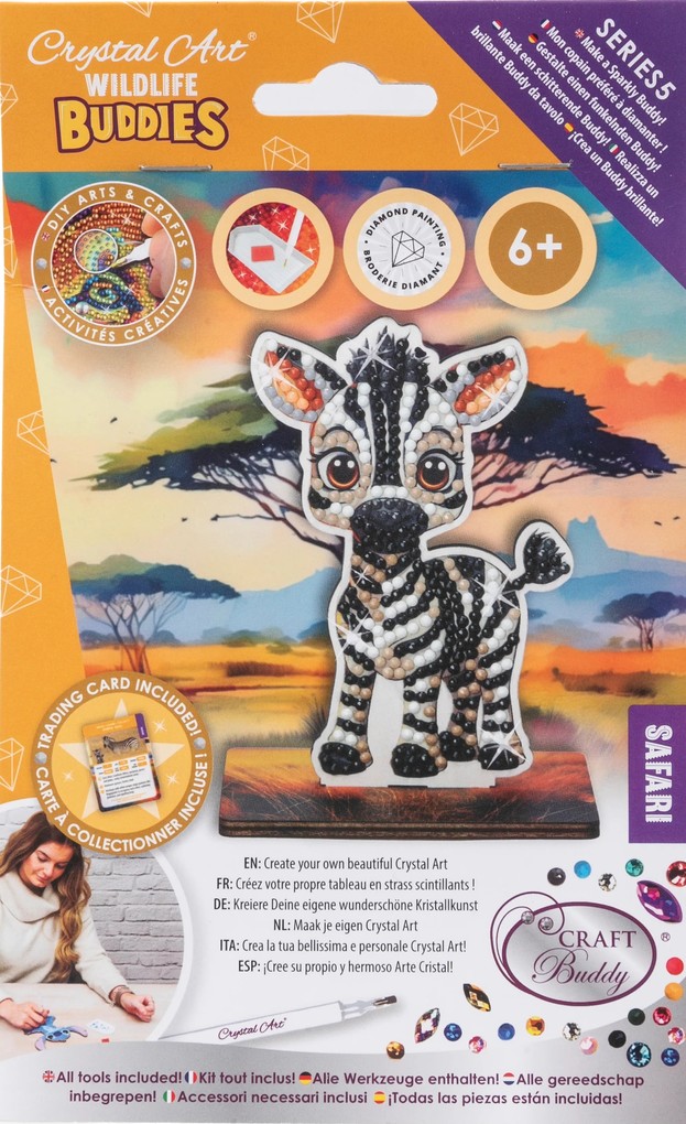 Craft Buddy CAFGR-31GEN041 - Crystal Art Wildlife Buddies Safari Zebra Serie 5 Diamond Painting
