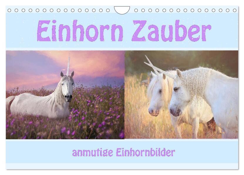 Einhorn Zauber - anmutige Einhornbilder (Wandkalender 2026 DIN A4 quer) CALVENDO Monatskalender