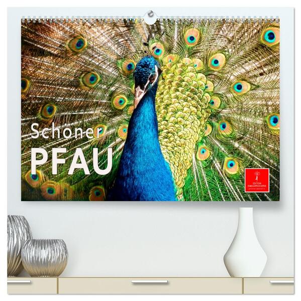 Schöner Pfau (hochwertiger Premium Wandkalender 2026 DIN A2 quer) Kunstdruck in Hochglanz