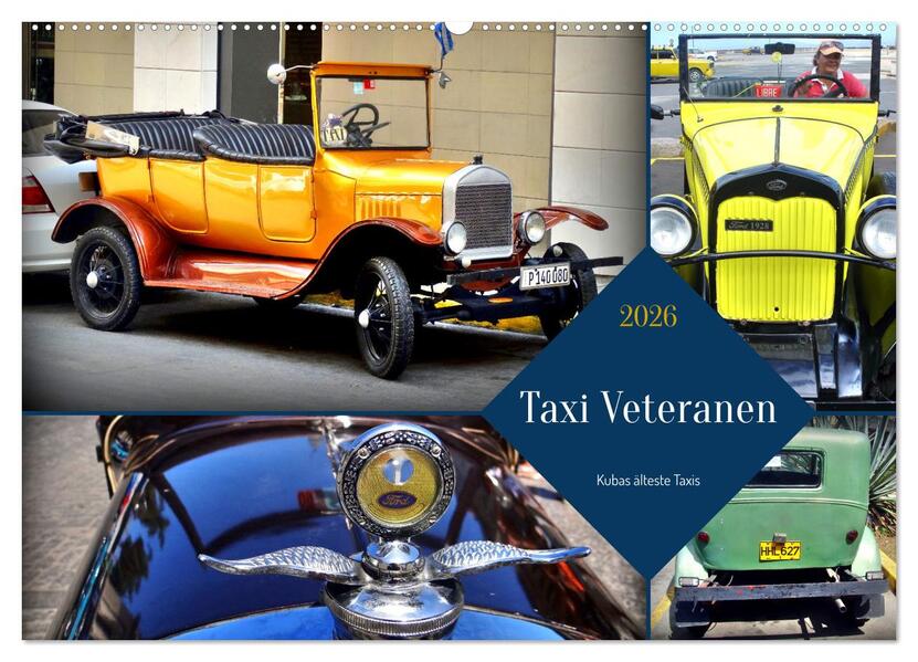 Taxi Veteranen - Kubas älteste Taxis (Wandkalender 2026 DIN A2 quer) CALVENDO Monatskalender