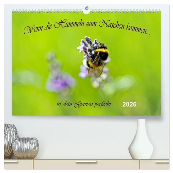 Wenn die Hummeln zum naschen kommen ist dein Garten perfekt (hochwertiger Premium Wandkalender 2026 DIN A2 quer) Kunstdruck in Hochglanz