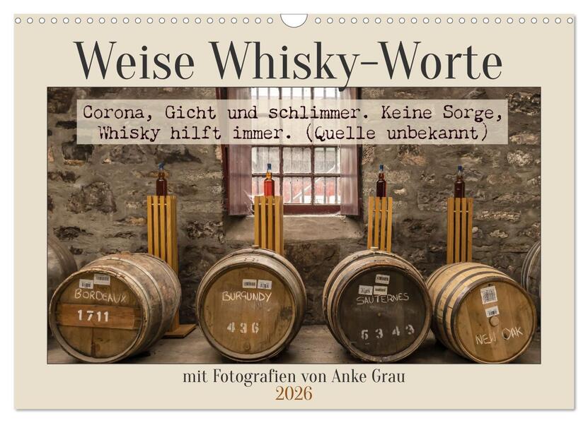 Weise Whisky-Worte (Wandkalender 2026 DIN A3 quer) CALVENDO Monatskalender